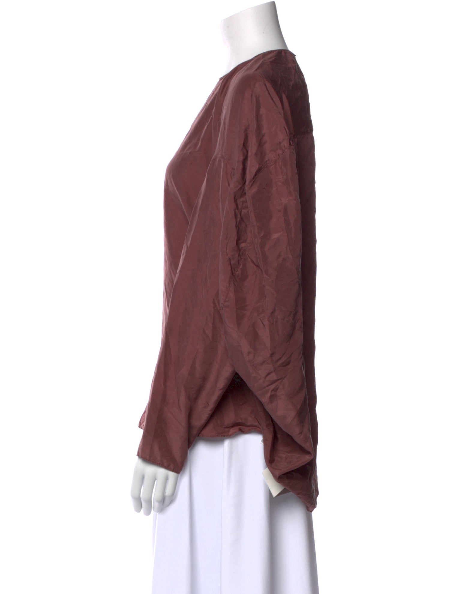 Tibi Silk Crew Neck Blouse