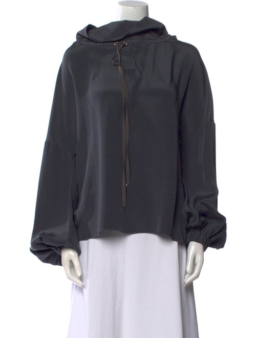 Tibi Silk Mock Neck Sweatshirt
