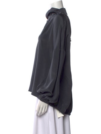 Tibi Silk Mock Neck Sweatshirt