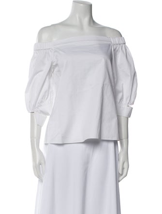 Tibi Off-The-Shoulder Three-Quarter Sleeve Blouse