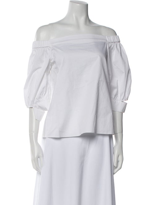 Tibi Off-The-Shoulder Three-Quarter Sleeve Blouse