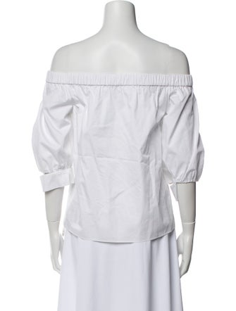 Tibi Off-The-Shoulder Three-Quarter Sleeve Blouse