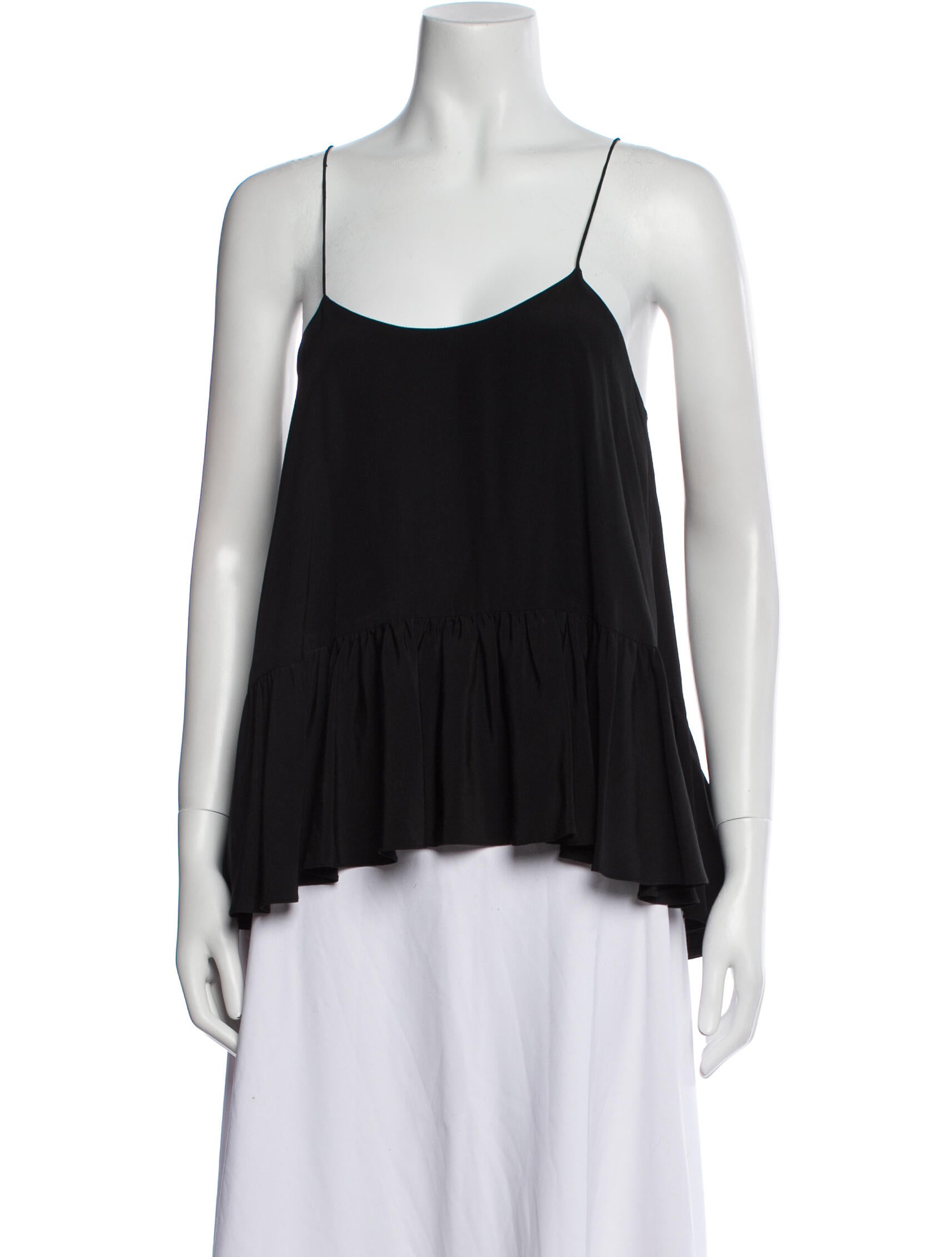Tibi Silk Square Neckline Top