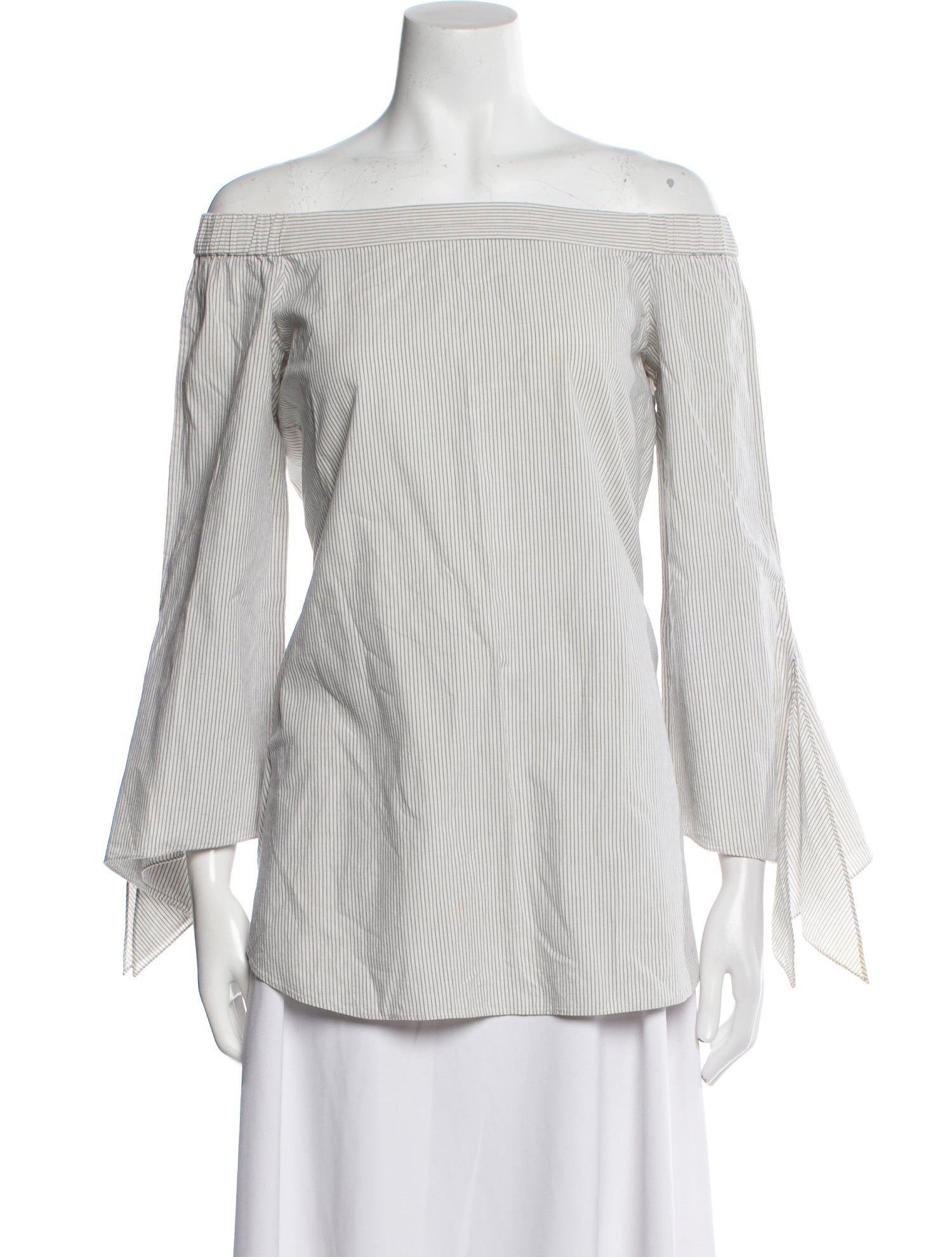 Tibi Striped Off-The-Shoulder Top