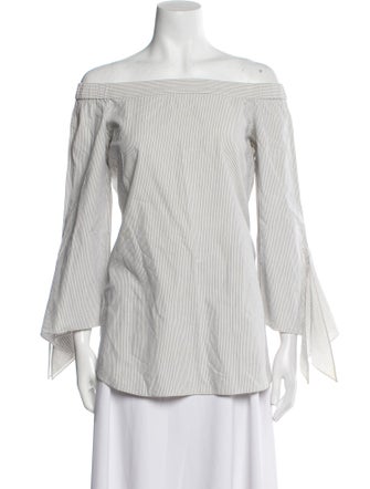 Tibi Striped Off-The-Shoulder Top