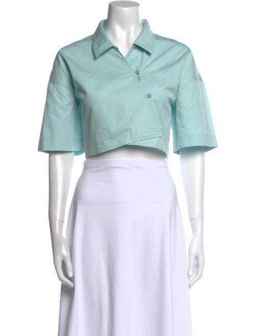 Tibi Short Sleeve Crop Top