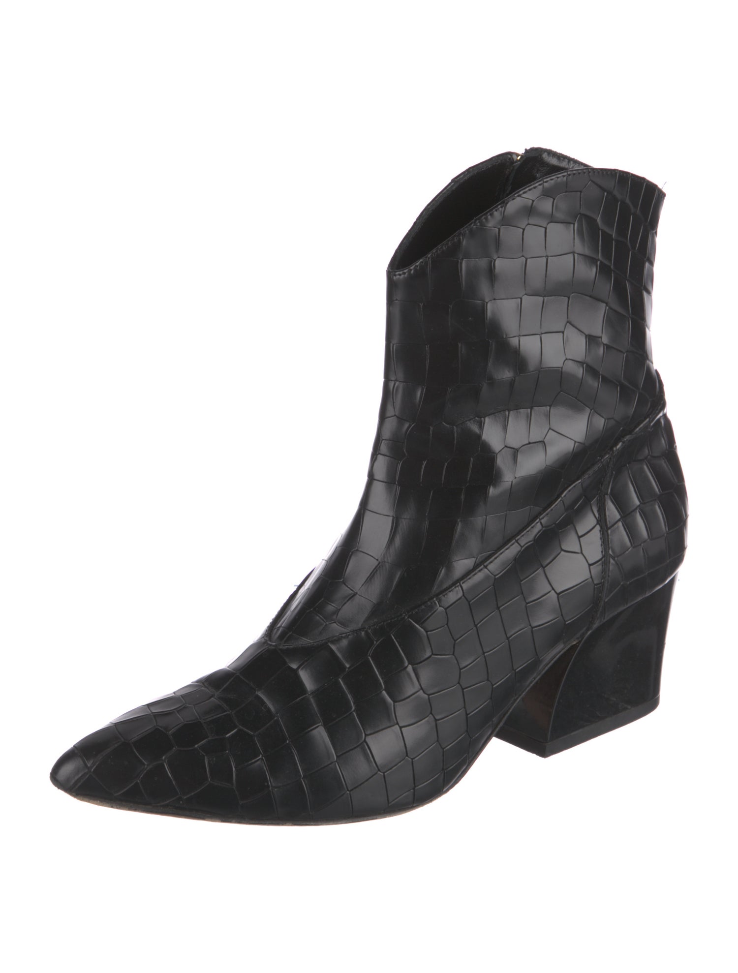 Tibi Embossed Leather Western Boots