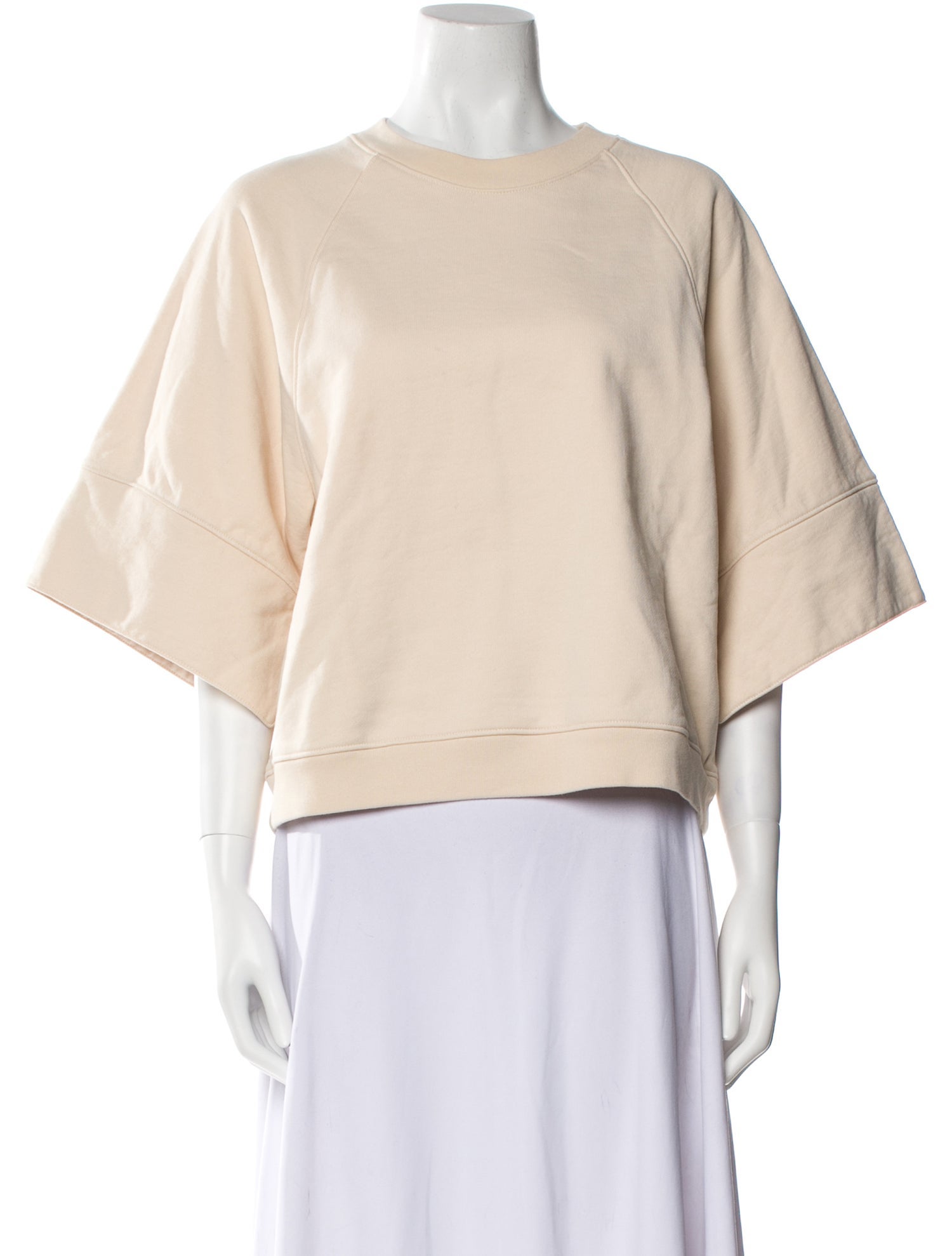 Tibi Crew Neck Three-Quarter Sleeve Sweatshirt