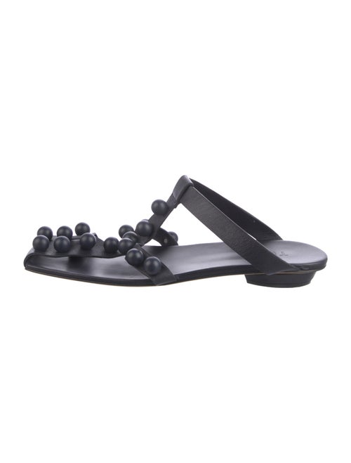 Tibi Leather Studded Accents T-Strap Sandals