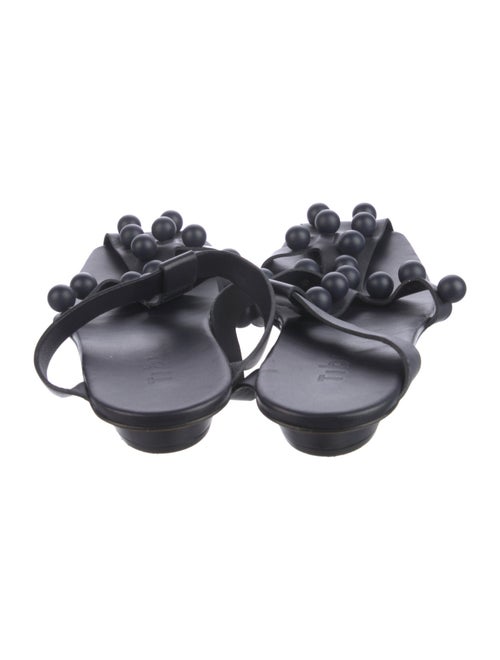 Tibi Leather Studded Accents T-Strap Sandals