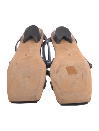 Tibi Leather Studded Accents T-Strap Sandals