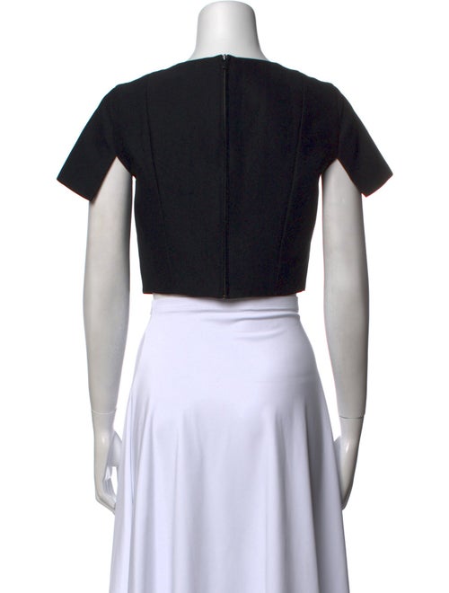 Tibi Crew Neck Short Sleeve Crop Top