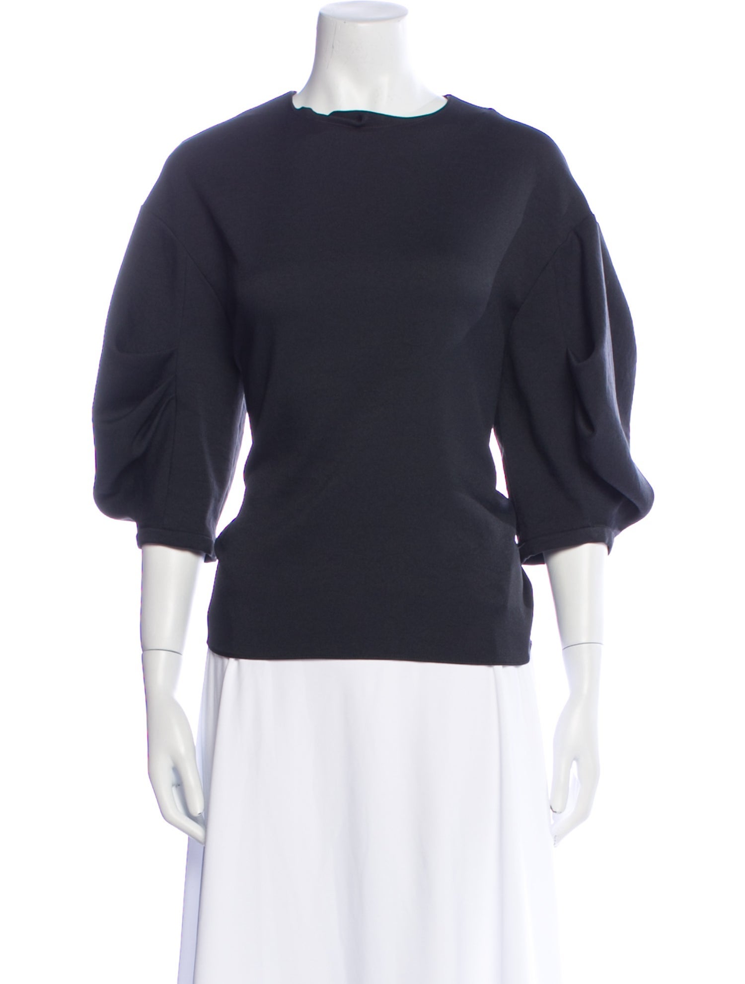 Tibi Bateau Neckline Three-Quarter Sleeve Sweatshirt
