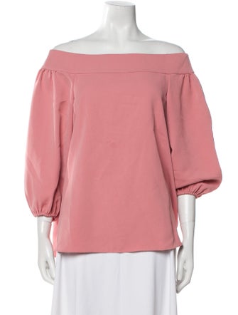Tibi Off-The-Shoulder Three-Quarter Sleeve Blouse