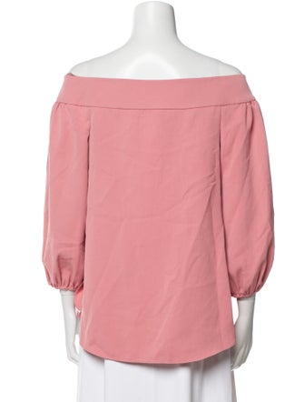 Tibi Off-The-Shoulder Three-Quarter Sleeve Blouse