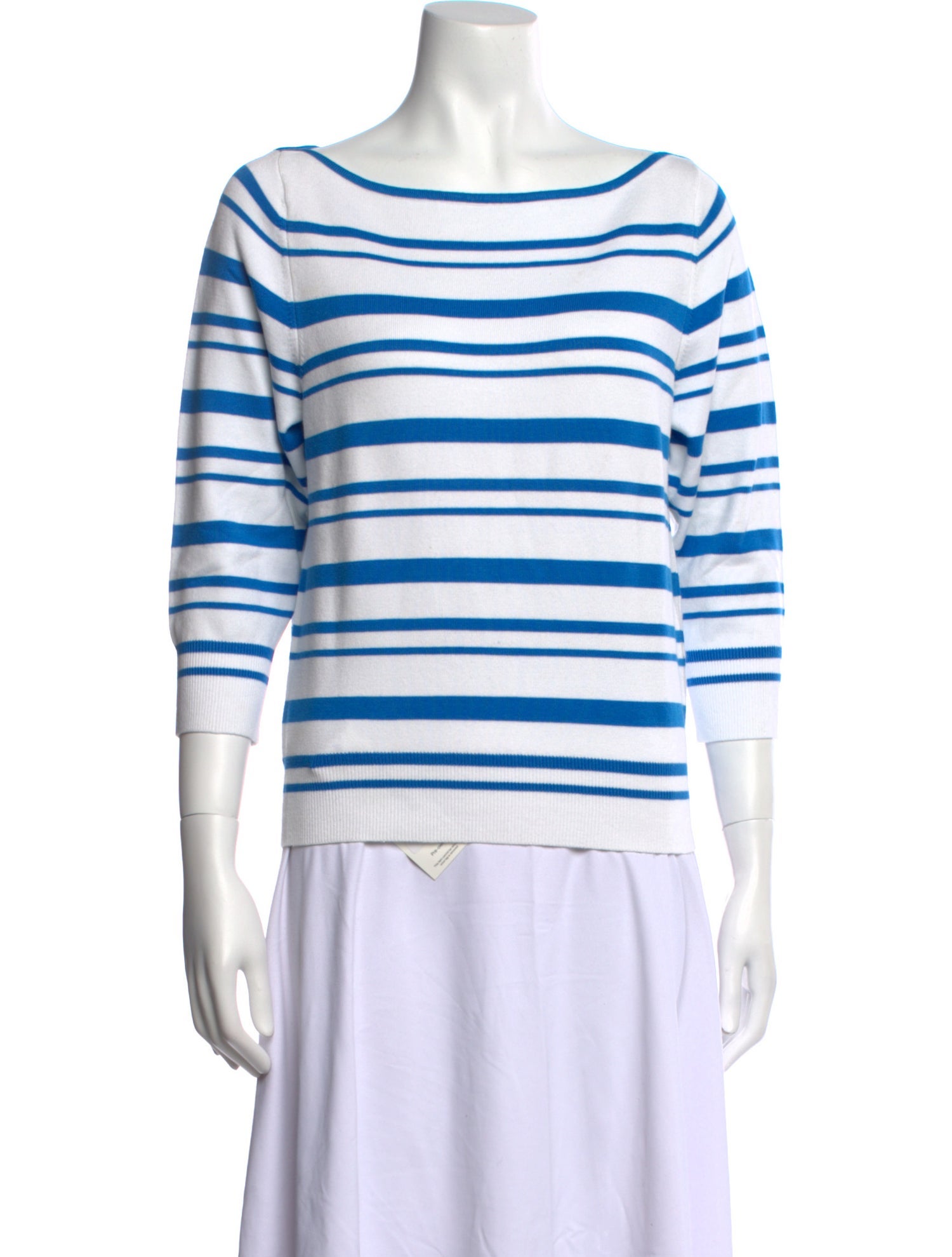 Tibi Striped Bateau Neckline Top