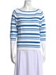Tibi Striped Bateau Neckline Top