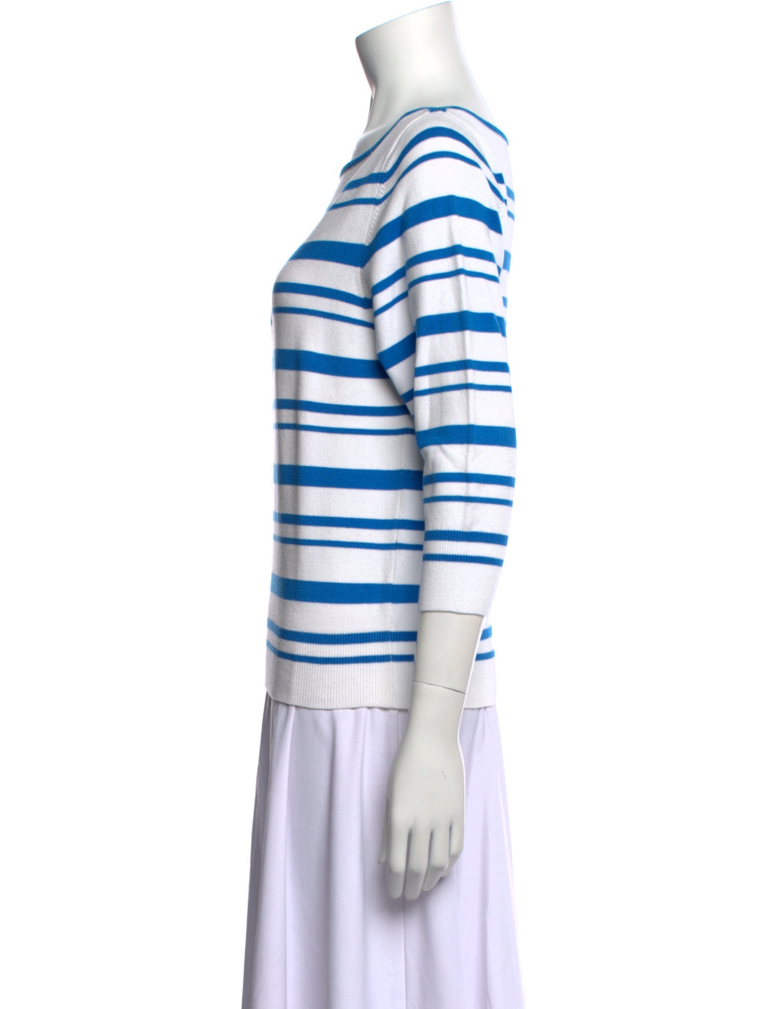 Tibi Striped Bateau Neckline Top