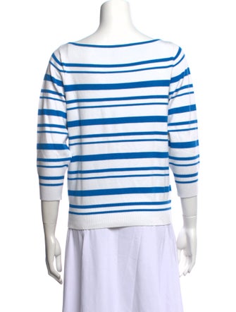 Tibi Striped Bateau Neckline Top