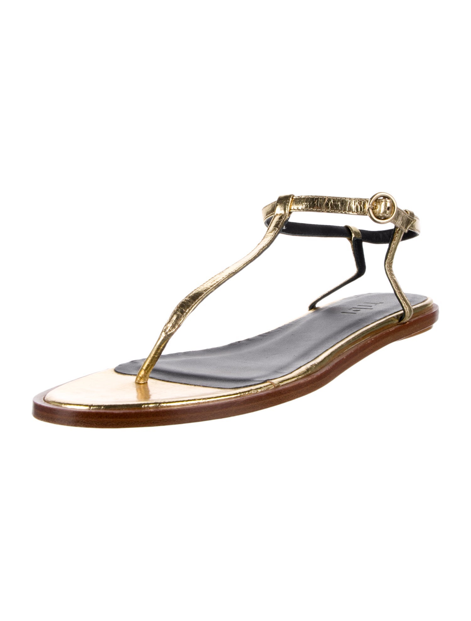 Tibi Leather T-Strap Sandals