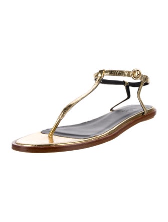 Tibi Leather T-Strap Sandals
