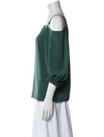 Tibi Square Neckline Three-Quarter Sleeve Blouse