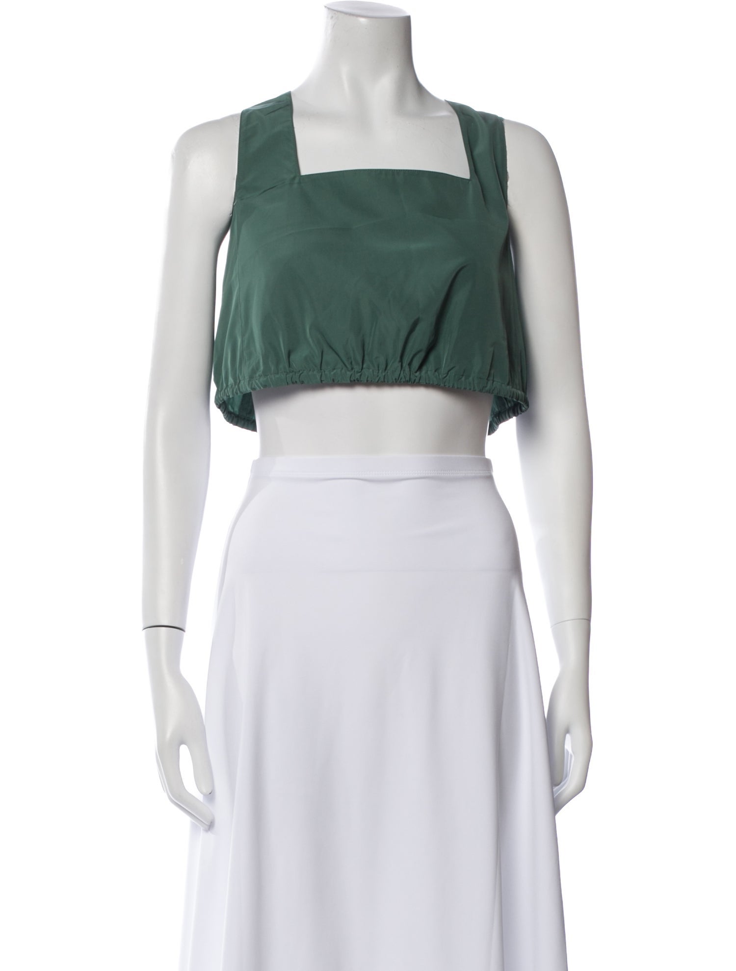 Tibi Square Neckline Sleeveless Crop Top