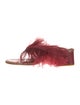 Tibi Leather Feather Trim Slides