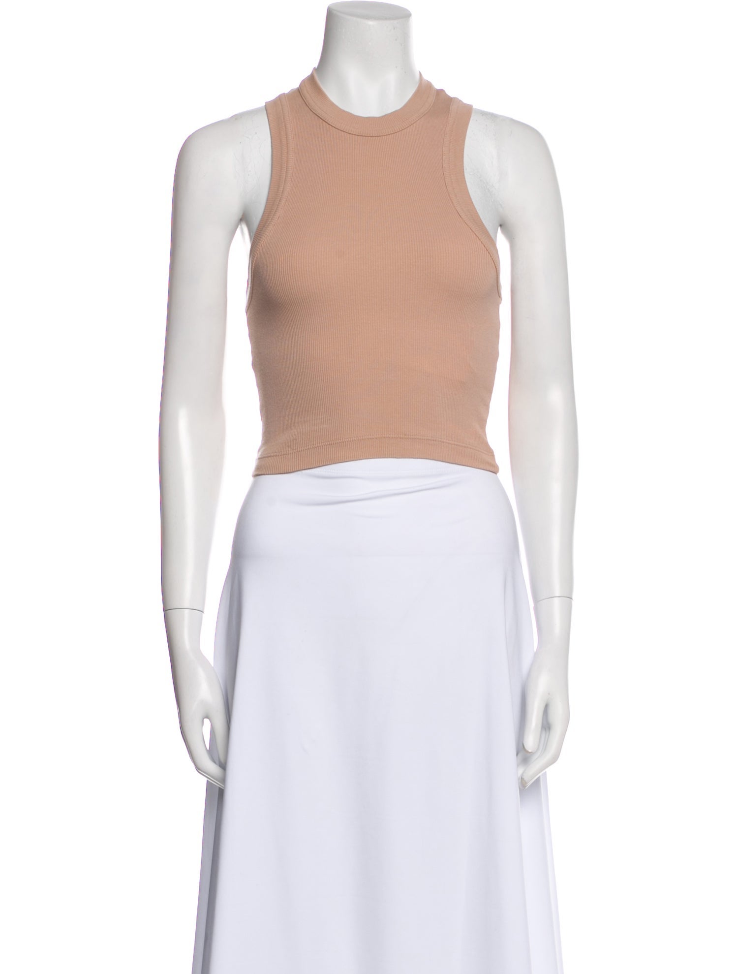 Tibi Crew Neck Sleeveless Crop Top
