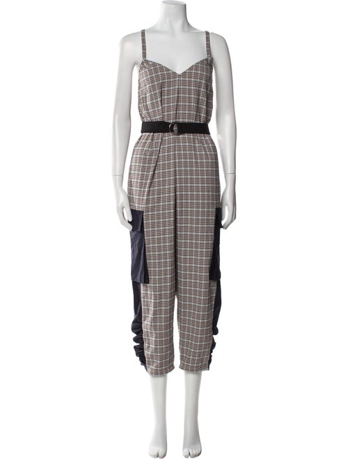 Tibi Plaid Print Square Neckline Jumpsuit