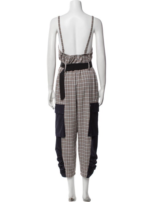 Tibi Plaid Print Square Neckline Jumpsuit