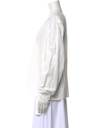 Tibi Bateau Neckline Long Sleeve Blouse