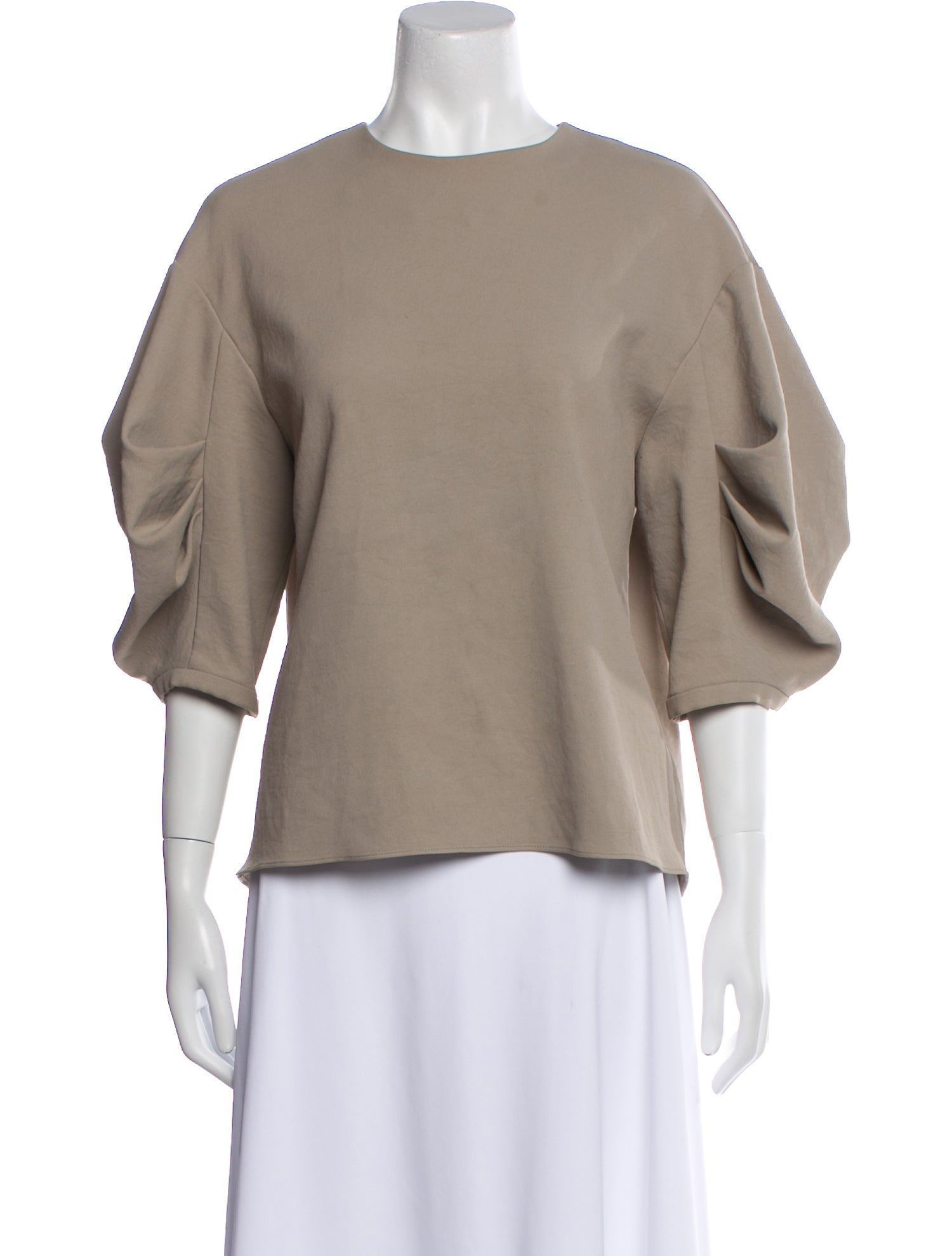 Tibi Crew Neck Three-Quarter Sleeve Sweatshirt
