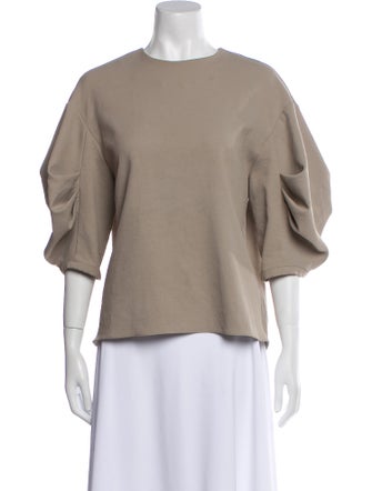 Tibi Crew Neck Three-Quarter Sleeve Sweatshirt