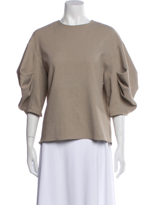 Tibi Crew Neck Three-Quarter Sleeve Sweatshirt