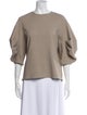Tibi Crew Neck Three-Quarter Sleeve Sweatshirt