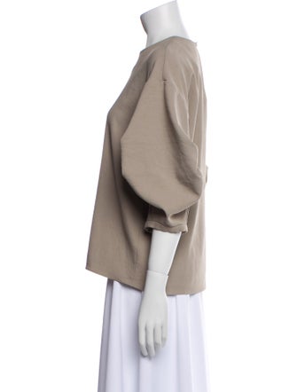 Tibi Crew Neck Three-Quarter Sleeve Sweatshirt