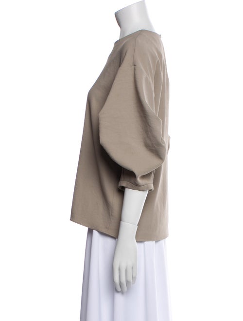 Tibi Crew Neck Three-Quarter Sleeve Sweatshirt