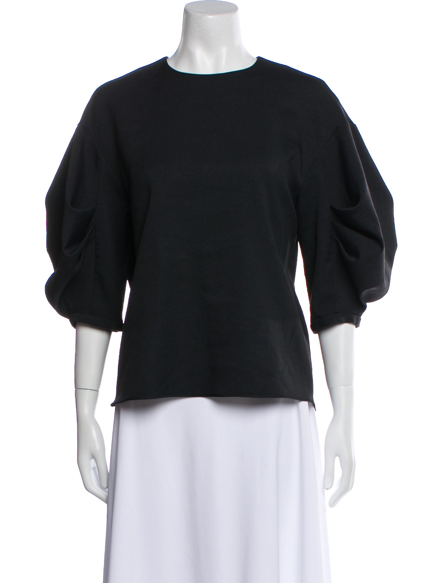 Tibi Crew Neck Three-Quarter Sleeve Top