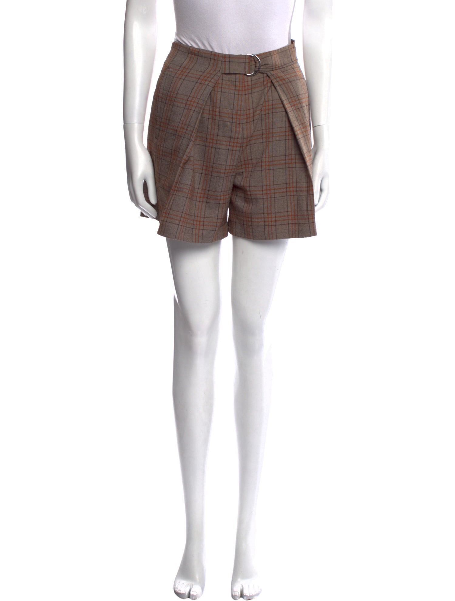 Tibi Plaid Print Mini Shorts