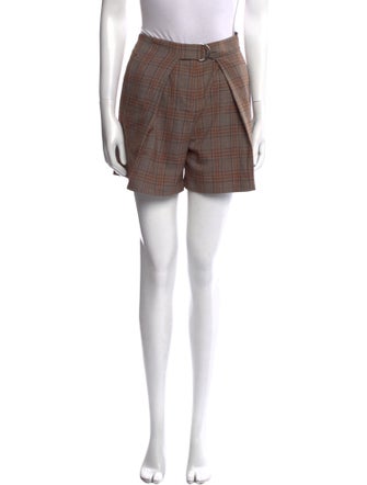 Tibi Plaid Print Mini Shorts