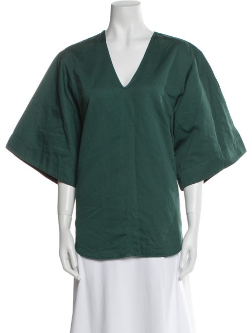 Tibi V-Neck Three-Quarter Sleeve Blouse