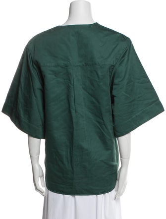 Tibi V-Neck Three-Quarter Sleeve Blouse