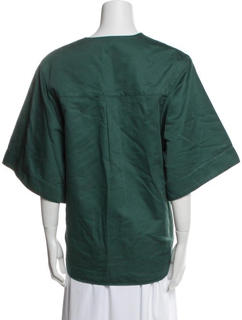 Tibi V-Neck Three-Quarter Sleeve Blouse