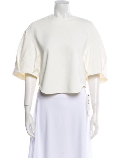 Tibi Crew Neck Short Sleeve Crop Top