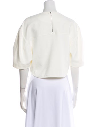 Tibi Crew Neck Short Sleeve Crop Top
