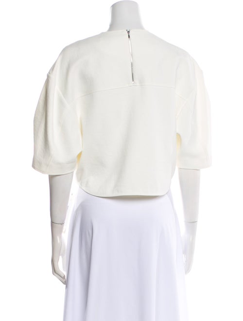 Tibi Crew Neck Short Sleeve Crop Top