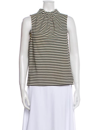 Tibi Striped Mock Neck Top