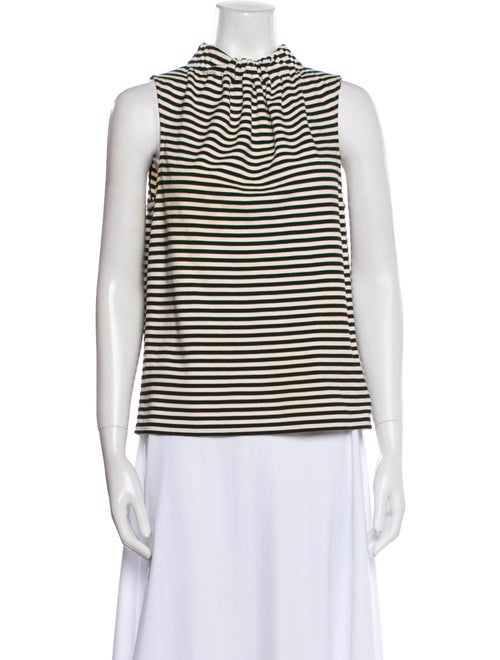 Tibi Striped Mock Neck Top
