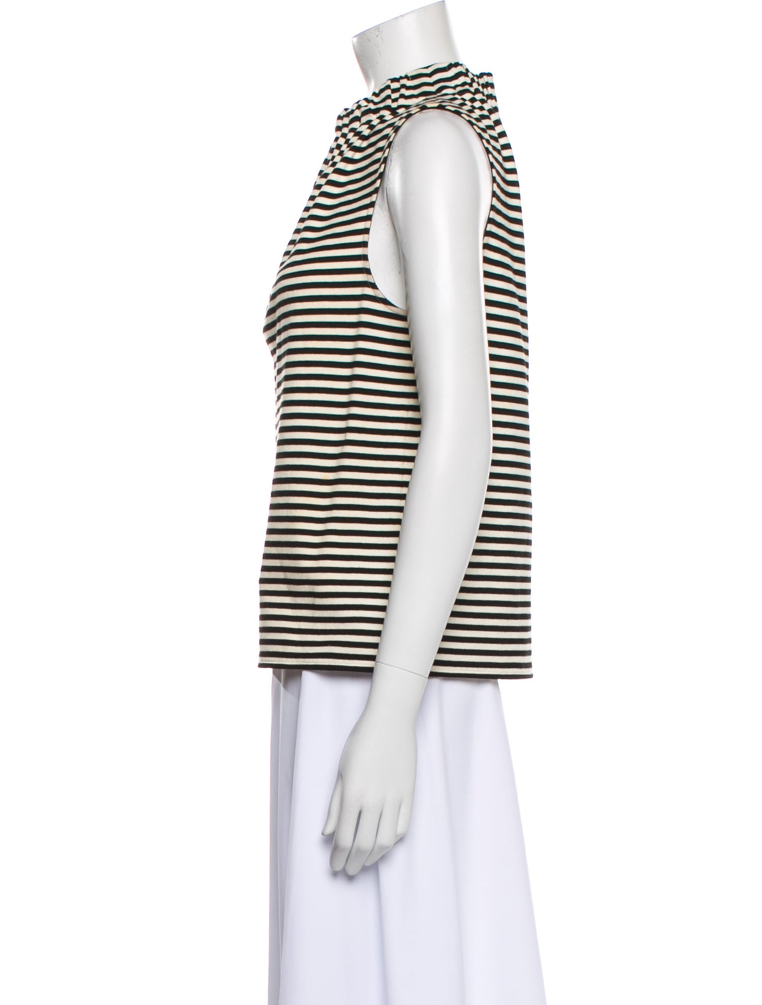 Tibi Striped Mock Neck Top